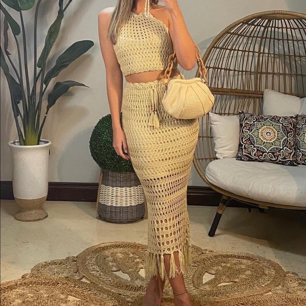 SOLD- Crochet Skirt And Crop Top SET - Picture 7 of 12